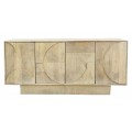 Modern&yacute; art deco svetl&yacute; hned&yacute; pr&iacute;born&iacute;k Sonia z bielen&eacute;ho mangov&eacute;ho dreva so &scaron;tyrmi dvierkami s geometrick&yacute;m reli&eacute;fom 170 cm