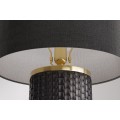 Dizajnov&aacute; art deco čierna stoln&aacute; lampa Draconia s keramickou podstavou s reli&eacute;fnym &scaron;tvorcov&yacute;m vzorom a zlat&yacute;mi detailmi 70 cm