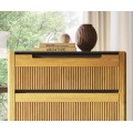 Luxusn&aacute; art deco obdĺžnikov&aacute; komoda Tallin s piatimi z&aacute;suvkami a vr&uacute;bkovan&yacute;m dizajnom 127 cm