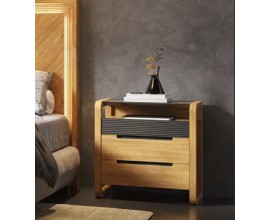 Luxusn&yacute; art deco nočn&yacute; stol&iacute;k Berna s mramorovou doskou a dvomi z&aacute;suvkami s vr&uacute;bkovan&yacute;m panelom 65 cm