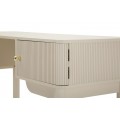 Dizajnov&yacute; art deco toaletn&yacute; stol&iacute;k Shelly v b&eacute;žovej farbe s rebrovan&yacute;m zdoben&iacute;m s dvomi dvierkami a policou 110 cm