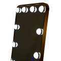 Dizajnov&eacute; glamour stojace zrkadlo Hilly s LED osvetlen&iacute;m a zlat&yacute;m obdĺžnikov&yacute;m r&aacute;mom z kovu 160 cm