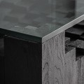 Luxusn&yacute; art deco mas&iacute;vny &scaron;tvorcov&yacute; konferenčn&yacute; stol&iacute;k Cubia Nera z mangov&eacute;ho čierneho dreva so sklenenou doskou 98 cm