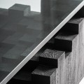 Luxusn&yacute; art deco mas&iacute;vny &scaron;tvorcov&yacute; konferenčn&yacute; stol&iacute;k Cubia Nera z mangov&eacute;ho čierneho dreva so sklenenou doskou 98 cm