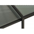 Modern&aacute; industri&aacute;lna obdĺžnikov&aacute; sada konferenčn&yacute;ch stol&iacute;kov Farver s čiernou kon&scaron;trukciou so sklenenou vrchnou doskou 90 cm