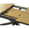 Industri&aacute;lny rozkladac&iacute; jed&aacute;lensk&yacute; st&ocirc;l Holstebro s obdĺžnikovou doskou v dubovej hnedej farbe s čiernymi nohami 160-200 cm