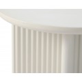 Art deco okr&uacute;hly pr&iacute;ručn&yacute; stol&iacute;k Hvidea s rebrovanou podstavou v sivo b&eacute;žovom preveden&iacute; v odtieni greige 50 cm