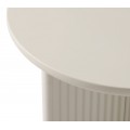 Art deco okr&uacute;hly pr&iacute;ručn&yacute; stol&iacute;k Hvidea s rebrovanou podstavou v sivo b&eacute;žovom preveden&iacute; v odtieni greige 50 cm