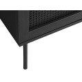 Industri&aacute;lna komoda Malmo s tromi z&aacute;suvkami s ratanov&yacute;m v&yacute;pletom na kovov&yacute;ch nožičk&aacute;ch v čiernej farbe 80 cm