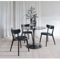 Modern&aacute; mas&iacute;vna čierna jed&aacute;lensk&aacute; stolička Vitro s dubovou kon&scaron;trukciou a čal&uacute;nen&yacute;m sedadlom s kožen&yacute;m poťahom 82 cm
