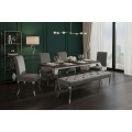 Modern&aacute; glamour lavica Modern Barock so siv&yacute;m zamatov&yacute;m poťahom s chesterfield pre&scaron;&iacute;van&iacute;m a strieborn&yacute;mi kovov&yacute;mi nohami 170 cm