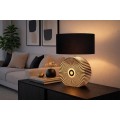 Dizajnov&aacute; art deco stoln&aacute; lampa Celia s podstavou s intarziou so vzorom l&uacute;čov v čiernej a bielej farbe 62 cm