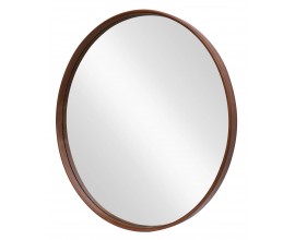 Dizajnov&eacute; modern&eacute; okr&uacute;hle n&aacute;stenn&eacute; zrkadlo Auri s dreven&yacute;m r&aacute;mom v orechovom hnedom preveden&iacute; 70 cm