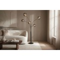 Modern&aacute; dizajnov&aacute; stojaca lampa Kalan s piatimi atypick&yacute;mi sklenen&yacute;mi tienidlami v sivej a čiernej farbe 202 cm