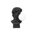 Dizajnov&aacute; modern&aacute; stoln&aacute; lampa Antica v čiernej farbe v tvare busty D&aacute;vida s bielym okr&uacute;hlym tienidlom 29 cm