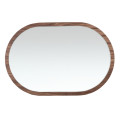 Luxusn&eacute; modern&eacute; ov&aacute;lne n&aacute;stenn&eacute; zrkadlo Vita Naturale s minimalistick&yacute;m orechov&yacute;m hned&yacute;m hladk&yacute;m r&aacute;mom 120 cm