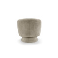 Dizajnov&eacute; art deco otočn&eacute; kreslo Elian s bukl&eacute; poťahom v hnedosivom odtieni taupe so zaoblenou siluetou 76 cm