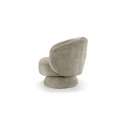 Dizajnov&eacute; art deco otočn&eacute; kreslo Elian s bukl&eacute; poťahom v hnedosivom odtieni taupe so zaoblenou siluetou 76 cm