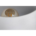 Modern&aacute; sklenen&aacute; stoln&aacute; lampa Glassy s asymetrickou transparentnou nohou a bielym textiln&yacute;m tienidlom 42 cm