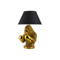 Dizajnov&aacute; glamour stoln&aacute; lampa Pop Atelier so zlatou podstavou so sochou opice s boxersk&yacute;mi rukavicami a čiernym tienidlom 55 cm