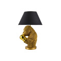 Dizajnov&aacute; glamour stoln&aacute; lampa Pop Atelier so zlatou podstavou so sochou opice s boxersk&yacute;mi rukavicami a čiernym tienidlom 55 cm