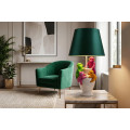 Dizajnov&aacute; stoln&aacute; lampa Tierra Glam so zelen&yacute;m textiln&yacute;m tienidlom a bielou podstavou s farebn&yacute;mi fig&uacute;rami op&iacute;c 55 cm