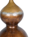 Luxusn&aacute; vintage stoln&aacute; lampa Calabasas s hnedo-zlatou patinovanou dizajnovou nohou a b&eacute;žov&yacute;m ľanov&yacute;m tienidlom 75 cm