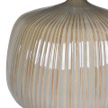 Luxusn&aacute; vintage b&eacute;žov&aacute; nočn&aacute; lampa Luffy s keramickou podstavou a rebrovan&yacute;m zdoben&iacute;m a hladk&yacute;m ľanov&yacute;m tienidlom 50 cm