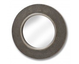 Art deco okr&uacute;hle n&aacute;stenn&eacute; zrkadlo Alora so strieborn&yacute;m kovov&yacute;m r&aacute;mom a s efektom vypukl&yacute;ch bodiek v s&uacute;stredn&yacute;ch kruhoch
