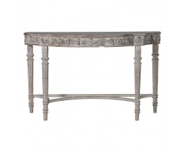 Vintage konzolov&yacute; stol&iacute;k Kasiopei do predsiene z dreva a živice s rustik&aacute;lnym vyrez&aacute;van&iacute;m 142cm