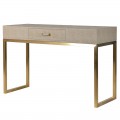Art-deco béžový konzolový stolík Faux Shagreen s matnými zlatými nohami 120 cm