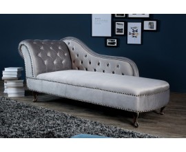 Luxusná zamatová leňoška Chesterfield šedá/strieborná