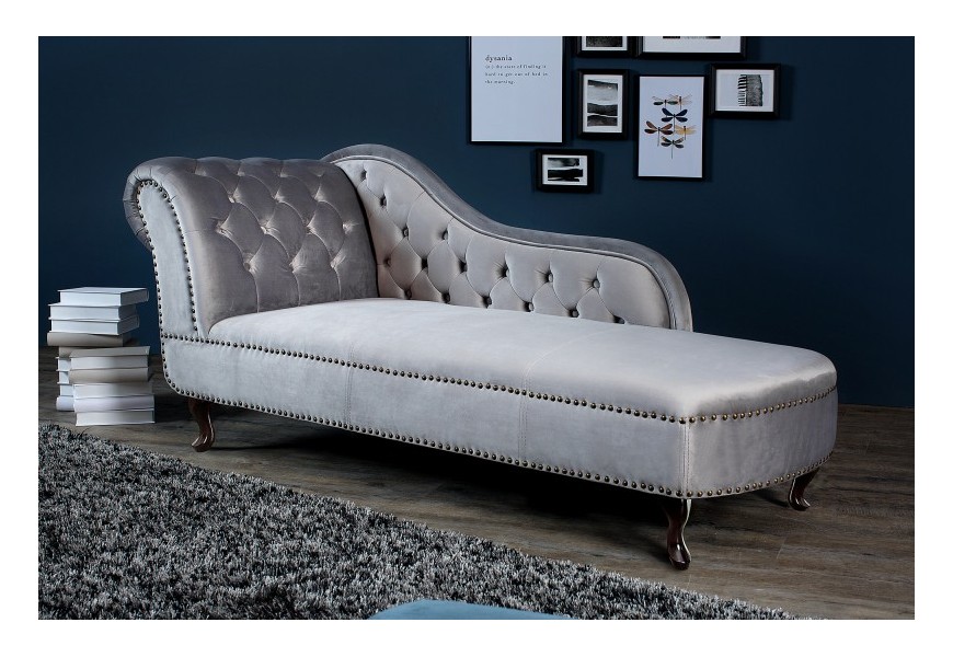 Luxusn&aacute; zamatov&aacute; leňo&scaron;ka Chesterfield &scaron;ed&aacute;/strieborn&aacute;