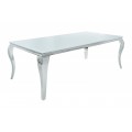 Luxusn&yacute; jed&aacute;lensk&yacute; st&ocirc;l Modern Barock 200cm strieborn&aacute;/biela
