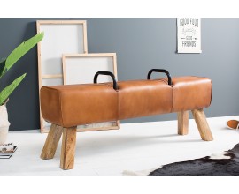 Dizajnová luxusná lavica Bock Kult z pravej kože 134cm