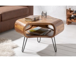 Mas&iacute;vny retro konferenčn&yacute; stol&iacute;k Spin 60cm s obl&yacute;mi tvarmi v hnedom preveden&iacute;