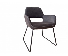 Retro dizajnov&aacute; siv&aacute; stolička Pala s opierkami na ruky 79cm