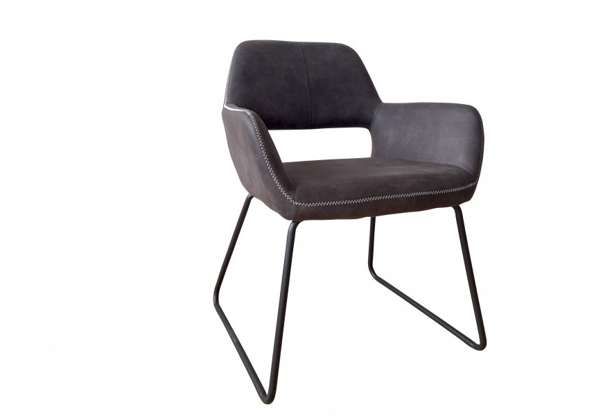 Retro dizajnov&aacute; siv&aacute; stolička Pala s opierkami na ruky 79cm