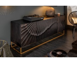 &Scaron;t&yacute;lov&yacute; art-deco pr&iacute;born&iacute;k z mas&iacute;vneho mangov&eacute;ho dreva  so zlatou kon&scaron;trukciou a &scaron;tyrmi dvierkami