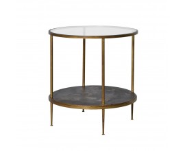 Dizajnový okrúhly príručný stolík Gold Leaf 60cm