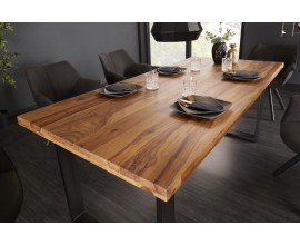 Industri&aacute;lny jed&aacute;lensk&yacute; st&ocirc;l Steele Craft z mas&iacute;vneho palisandrov&eacute;ho dreva s čiernymi nohami 160cm