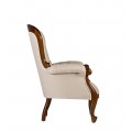Koloni&aacute;lne Grandfather kreslo M-VINTAGE z mas&iacute;vu s b&eacute;žov&yacute;m čal&uacute;nen&iacute;m 107cm