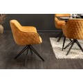 Modern&aacute; horčicovožlt&aacute; otočn&aacute; stolička Marmol s čiernymi nohami 82cm