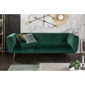 Art-deco zamatov&aacute; sedačka Vermont v zelenom pre&scaron;&iacute;vanom poťahu 225cm