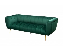 Art-deco zamatov&aacute; sedačka Vermont v zelenom pre&scaron;&iacute;vanom poťahu 225cm