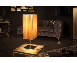 Modern&aacute; stoln&aacute; lampa Paris s l&aacute;tkov&yacute;m tienidlom zlatej farby 43cm