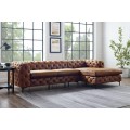 Chesterfield rohov&aacute; sedačka Modern Barock v antickej hnedej farbe na nožičk&aacute;ch 275