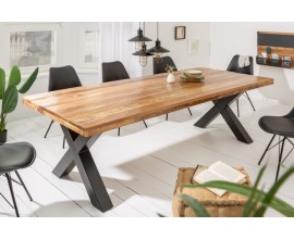 Industri&aacute;lny mas&iacute;vny jed&aacute;lensk&yacute; st&ocirc;l Steele Craft s prekr&iacute;žen&yacute;mi čiernymi nohami z kovu 240cm
