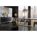 Art deco luxusn&aacute; horčicov&aacute; stolička Brilon s čiernymi mas&iacute;vnymi nohami 84cm