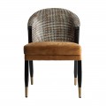Art deco luxusn&aacute; horčicov&aacute; stolička Brilon s čiernymi mas&iacute;vnymi nohami 84cm
